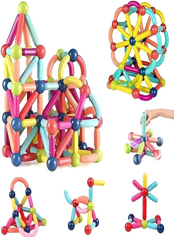 Black Foru 64-Piece Magnetic Building Set ? Balls and Rods Construction Toys for Boys and Girls for Kids - Image 1